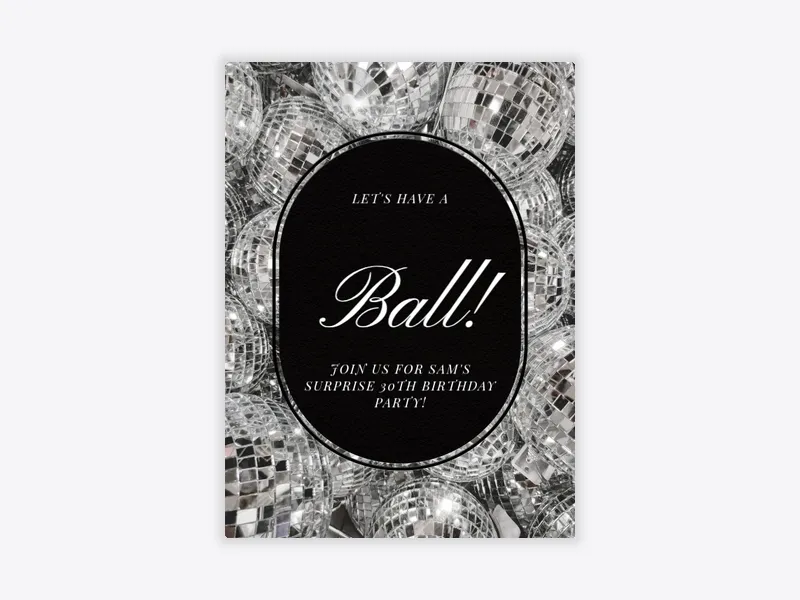 Silver Mirror Ball - birthday_milestones - Invitation