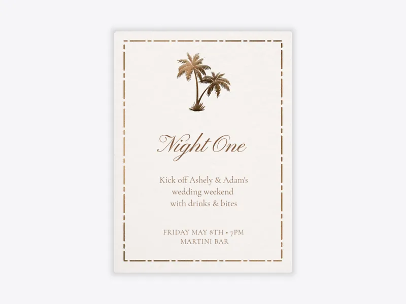 Under the Palms Invitation free template design