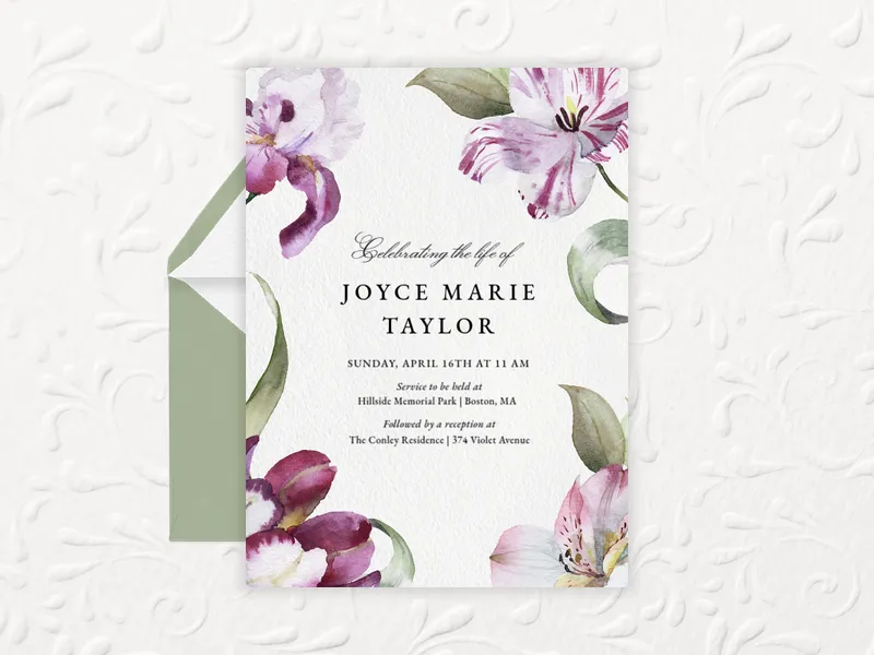 Watercolor Lilies - funeral_memorial_service - Invitation