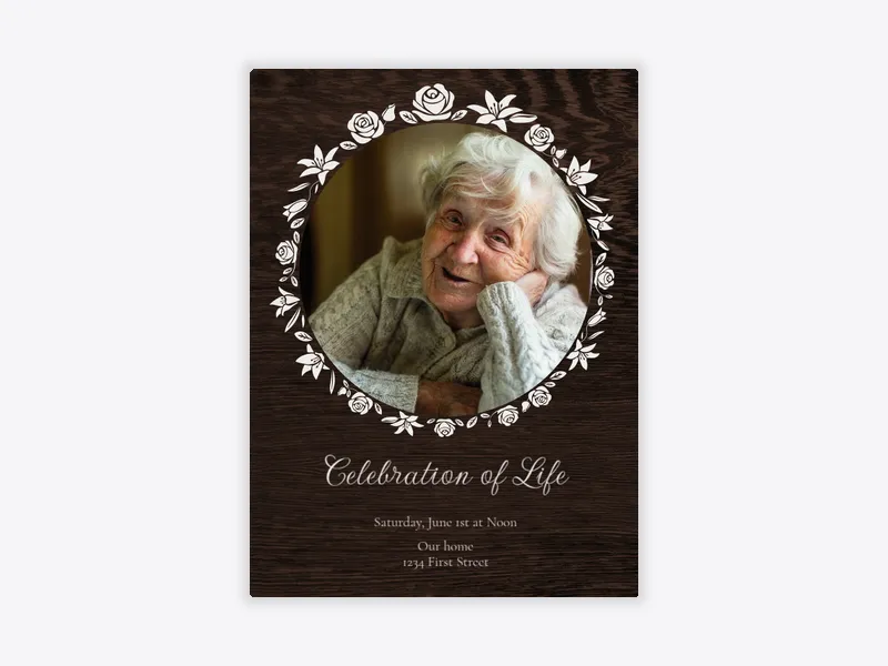 Floral Frame (Photo) - funeral_memorial_service - Invitation