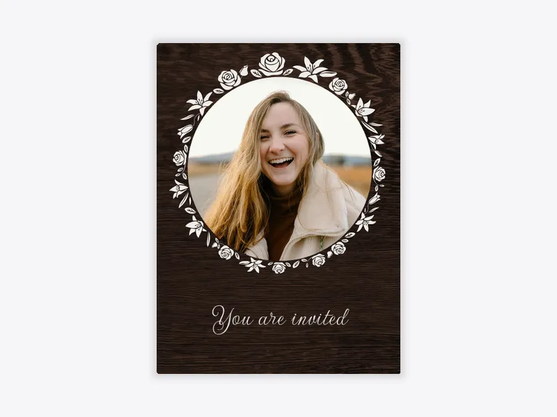 Floral Frame (Photo) - graduation - Invitation