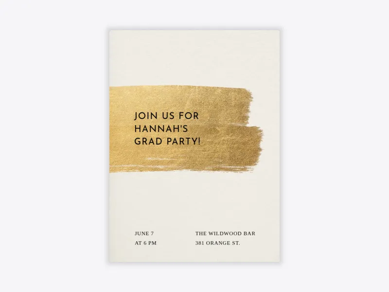 Simple Gold Brushstroke - graduation - Invitation