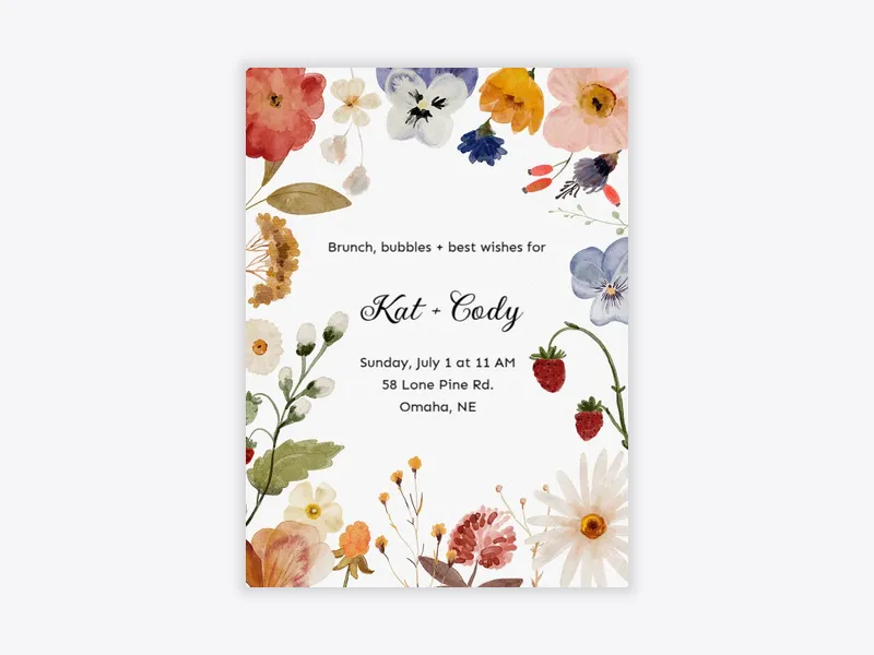 Berry Fresh Florals - engagement - Invitation