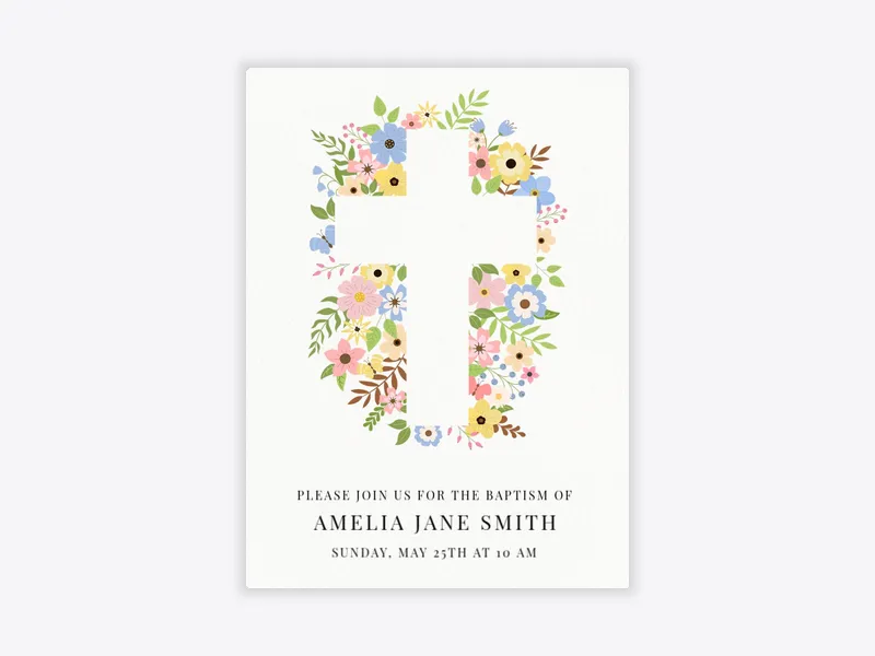 Cross & Flora - baptism - Invitation