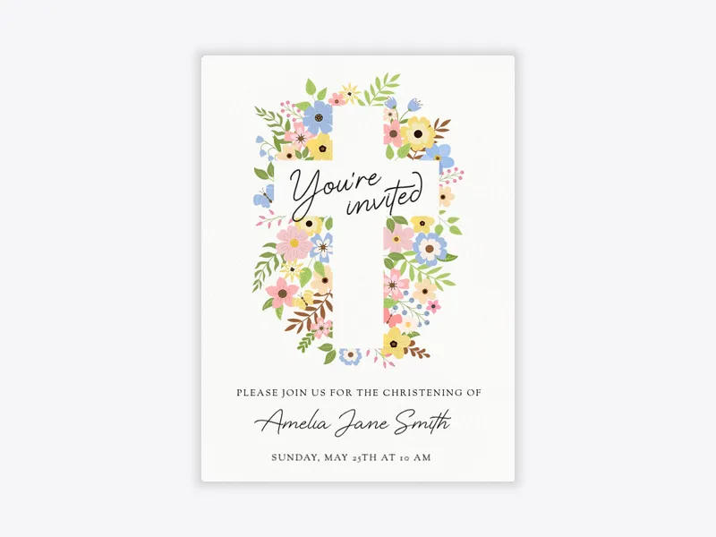 Cross & Flora - christening - Invitation