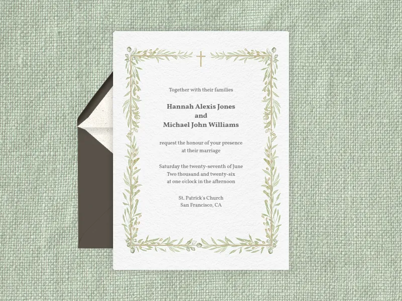 Greenery Cross Border - funeral_memorial_service - Invitation
