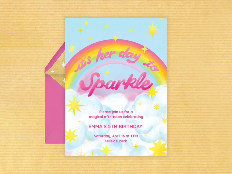 Her Day to Sparkle - 5th_birthday - Invitation