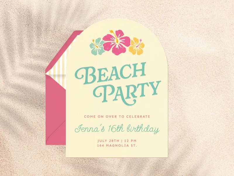 Hint of Hibiscus - birthday_forteens - Invitation