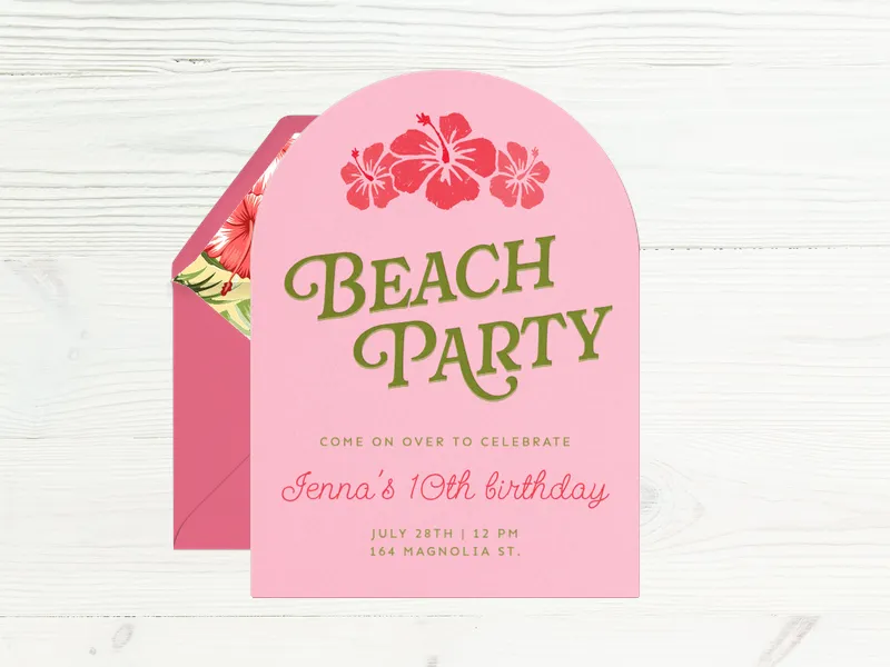 Hint of Hibiscus - 10th_birthday - Invitation
