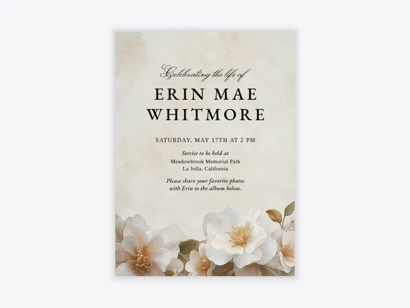 Painted Peonies - funeral_memorial_service - Invitation