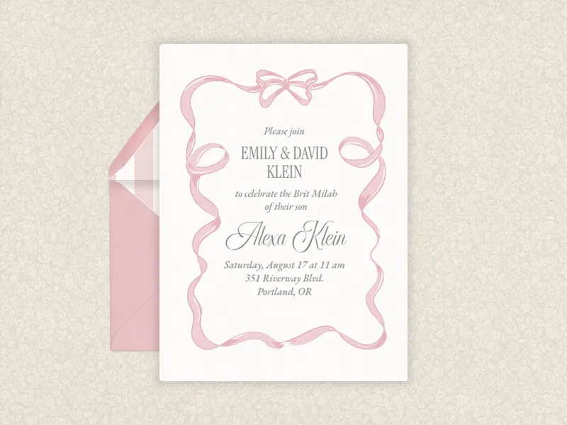 Satin Bow Showers - religious - Invitation
