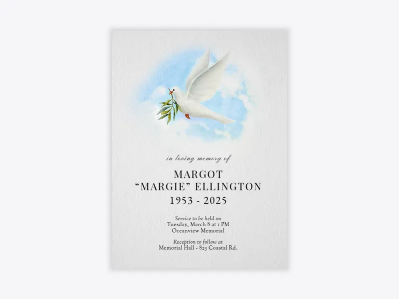 Soaring Dove - funeral_memorial_service - Invitation