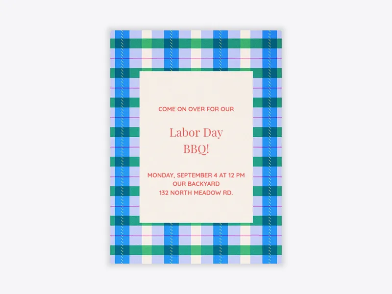Tartan Picnic Blanket - labor_day - Invitation