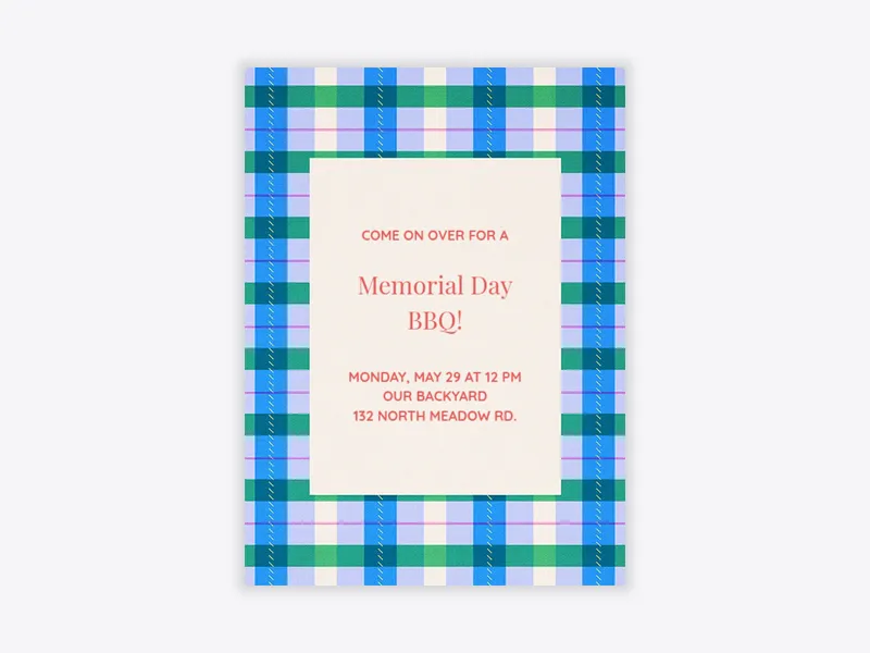 Tartan Picnic Blanket - memorial_day - Invitation