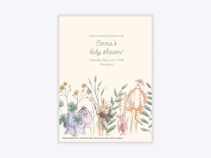 Disney’s Winnie the Pooh: Watercolor Pooh & Friends - baby_shower - Invitation