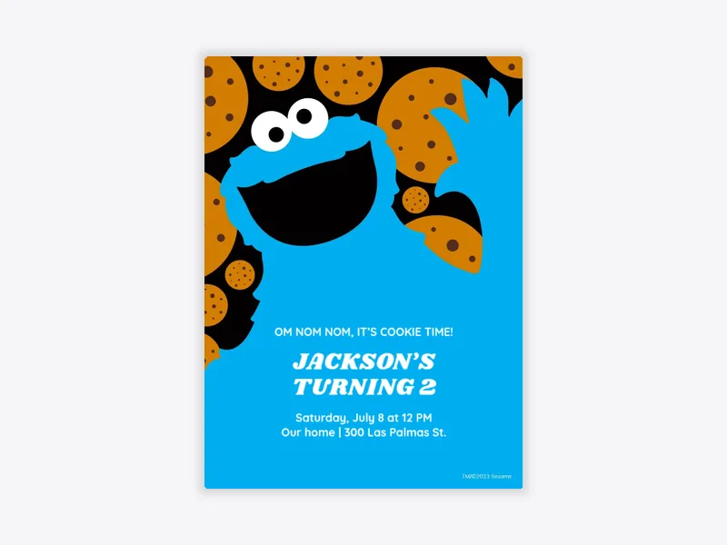 Sesame Street: 2D Cookie Monster - sesame_street - Invitation