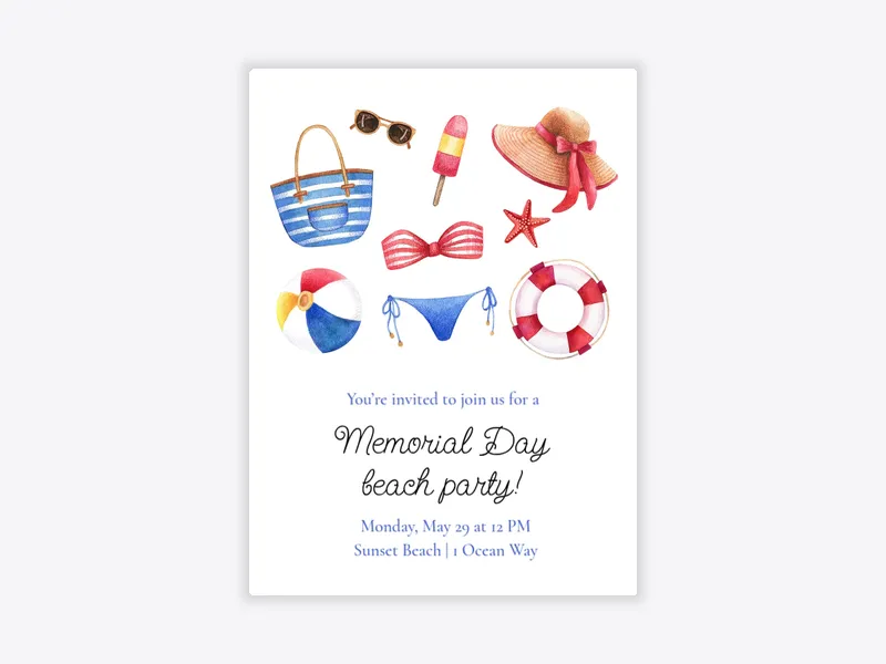 Beach Celebration - memorial_day - Invitation