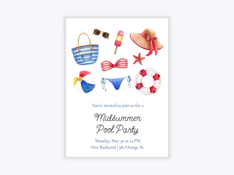 Beach Celebration - pool_party - Invitation