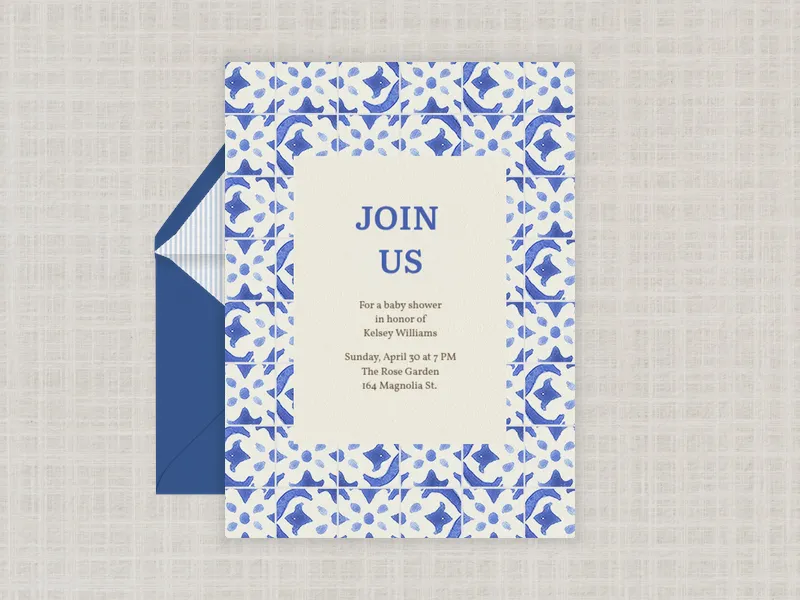 Blue Tile Mosaic - baby - Invitation