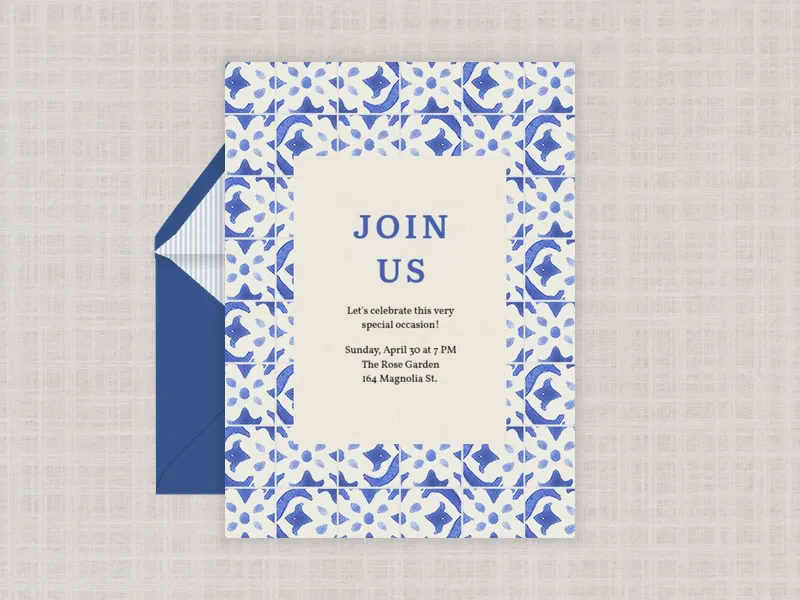 Blue Tile Mosaic - bar_bat_mitzvah - Invitation