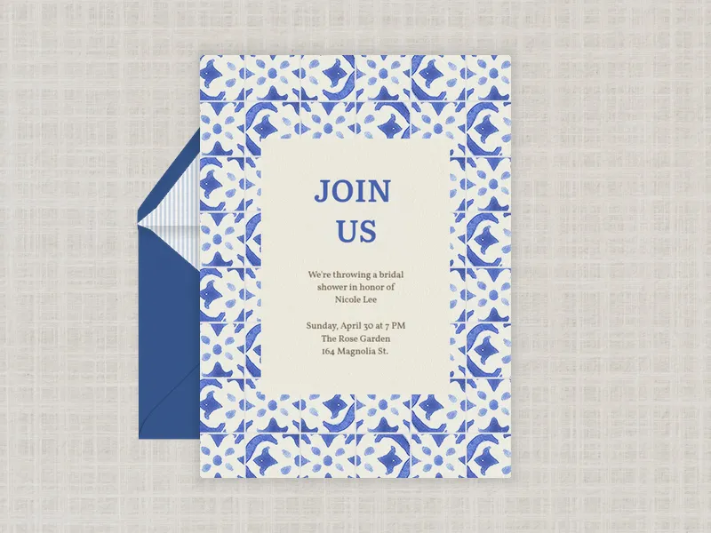 Blue Tile Mosaic - bridal_shower - Invitation