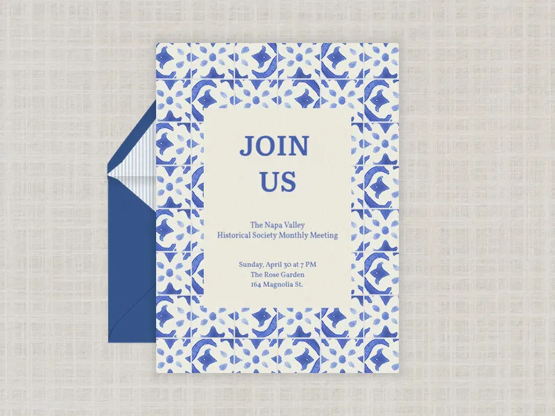 Blue Tile Mosaic - meetings - Invitation