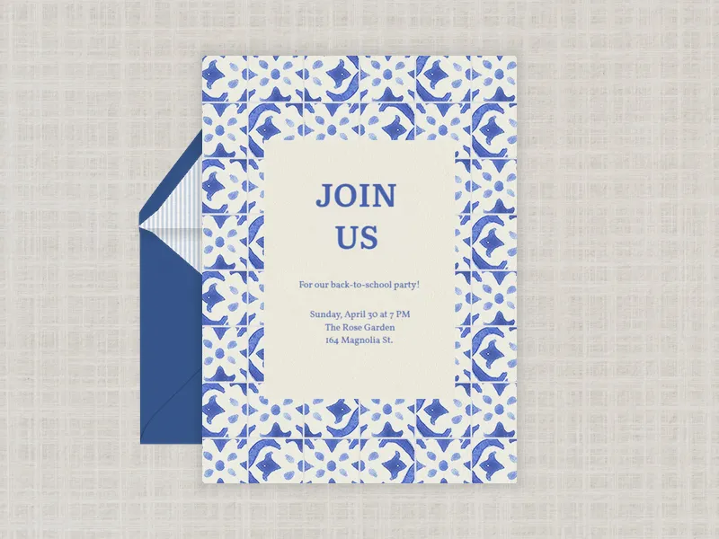 Blue Tile Mosaic - school - Invitation