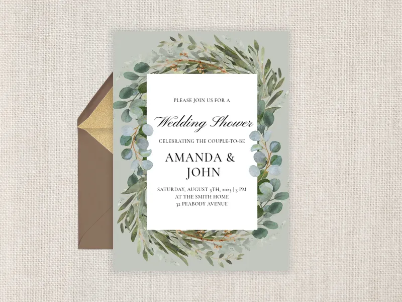 Delicate Wreath - engagement - Invitation