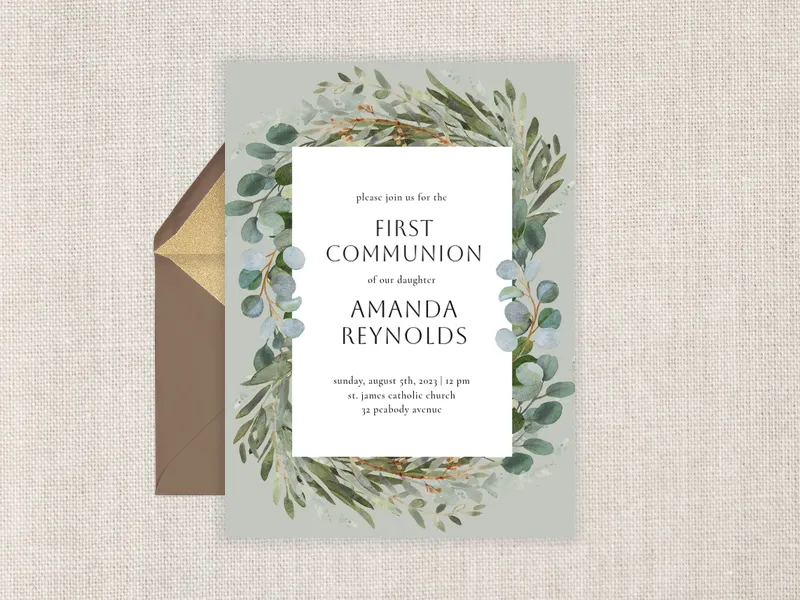 Delicate Wreath - religious - Invitation