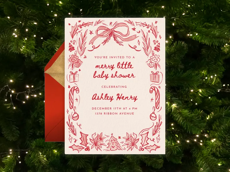 Doodle Wreath - holiday_party - Invitation