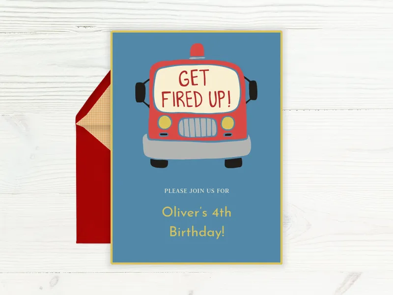 Fire Truck - 4th_birthday - Invitation