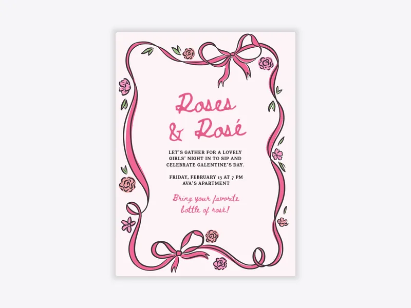 Floral Ribbon - wine_tasting - Invitation
