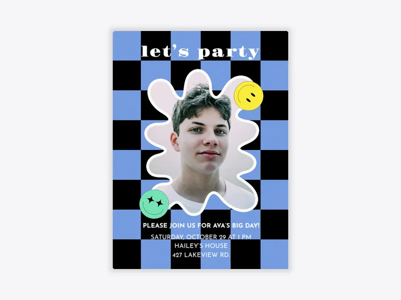Groovy Checkerboard (Photo) - sweet_sixteen - Invitation