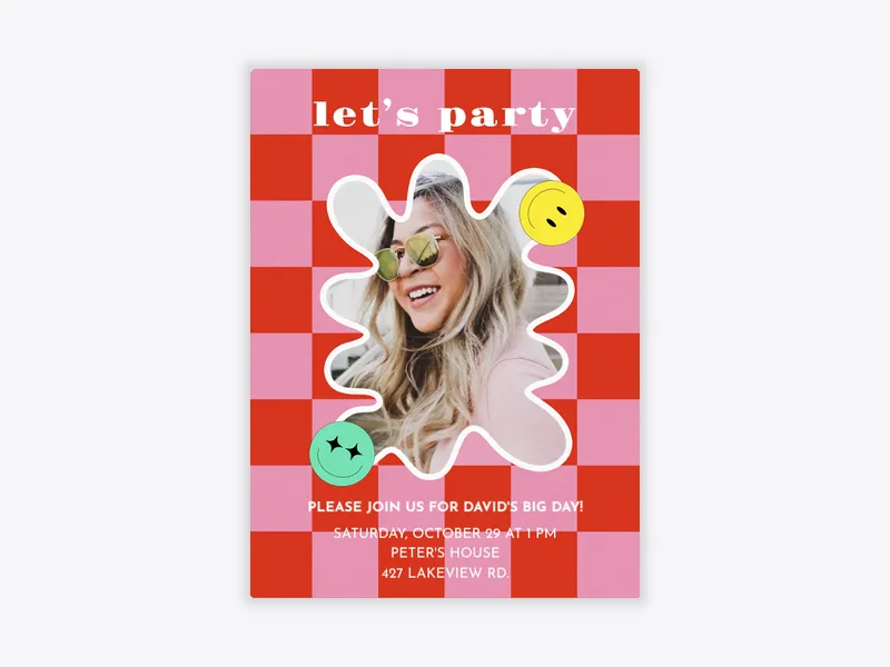 Groovy Checkerboard (Photo) - birthday_forteens - Invitation