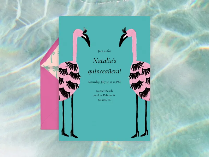 Lash Flamingos - quinceanera - Invitation