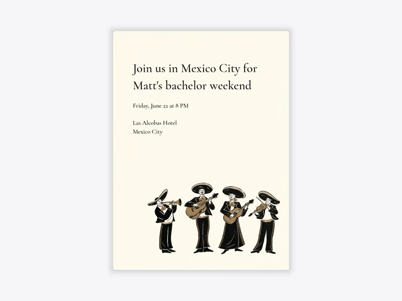 Mariachi Band - bachelor - Invitation