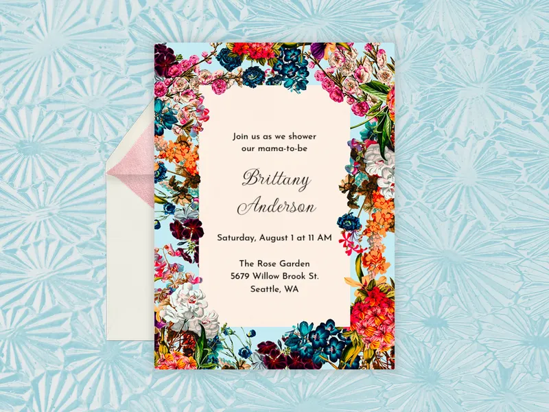 Orchid & Gernaium Invitation premium template design