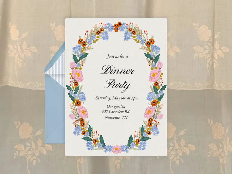 Peony & Hyacinth Floral - dinner_party - Invitation