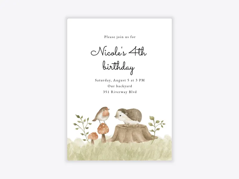 Robin & Hedgehog - 4th_birthday - Invitation