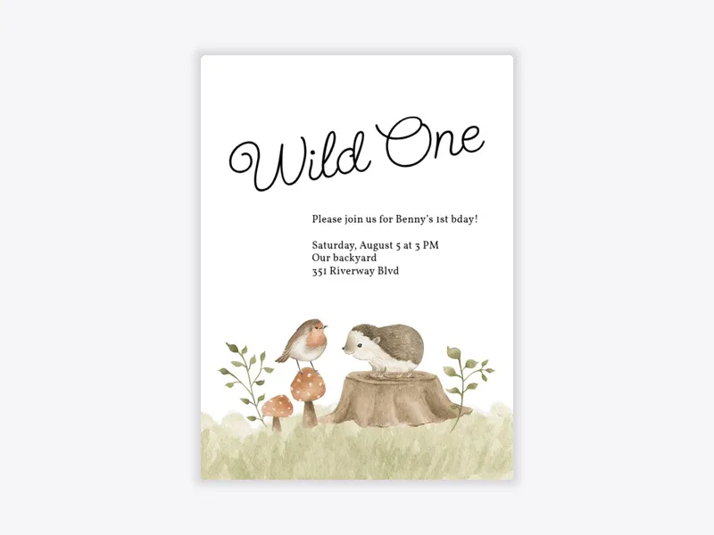 Robin & Hedgehog Invitation free template design