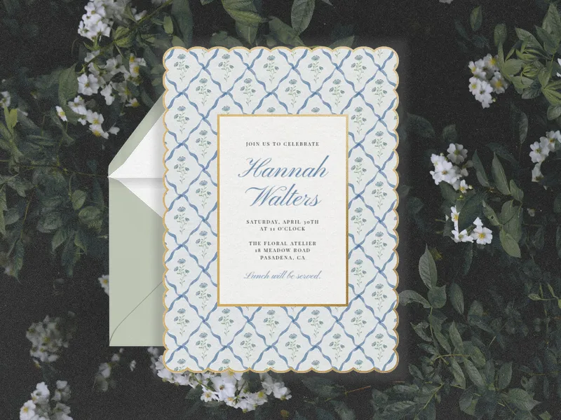 Scalloped Rose Invitation premium template design