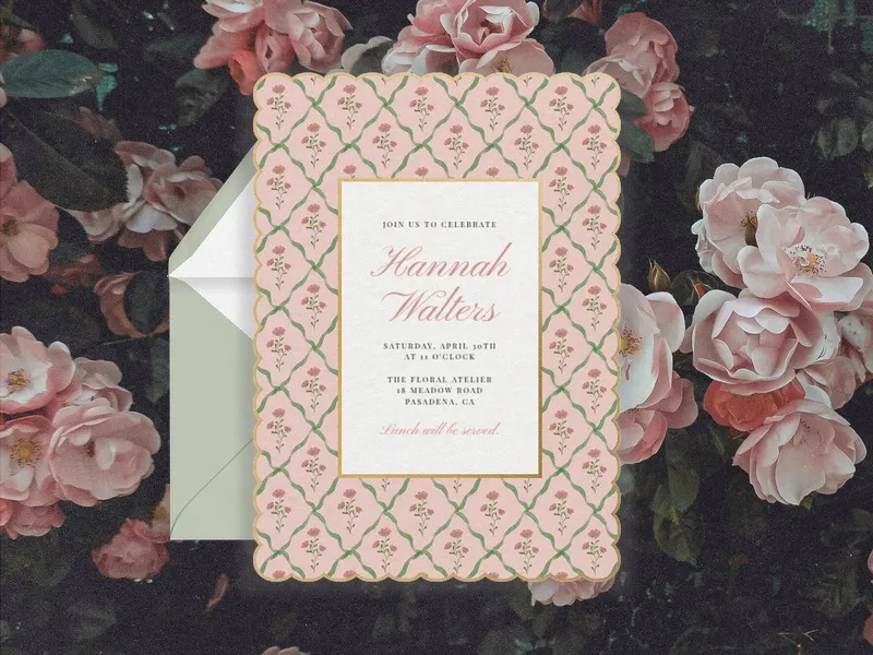 Scalloped Rose - baby - Invitation