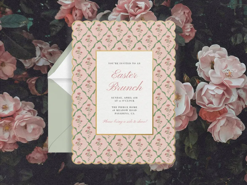 Scalloped Rose - easter - Invitation
