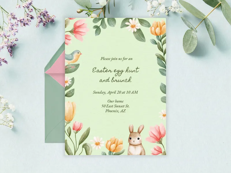 Sweet Bunny Invitation premium template design