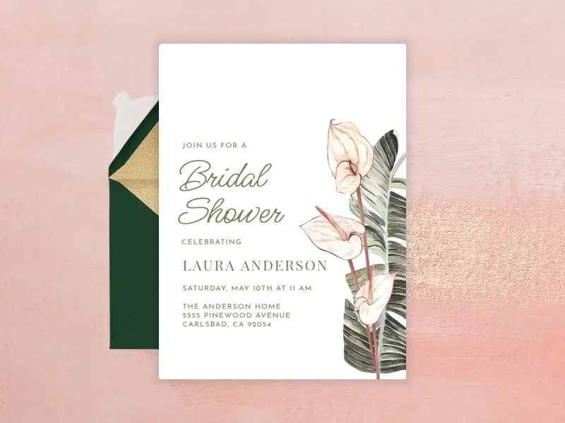 Tropical Anthurium Invitation premium template design