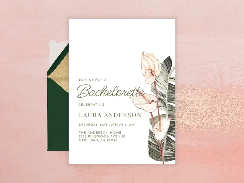 Tropical Anthurium - bachelorette - Invitation