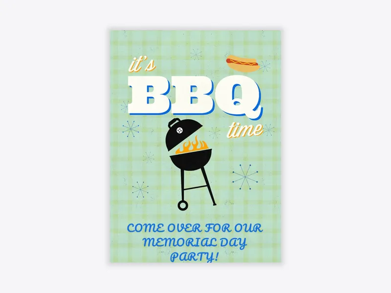 Retro BBQ - memorial_day - Invitation