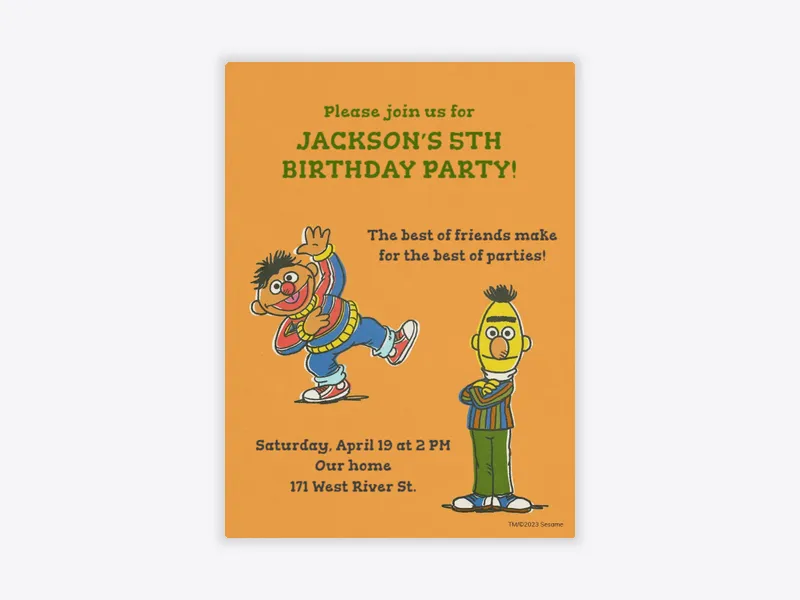 Sesame Street: Bert and Ernie - sesame_street - Invitation