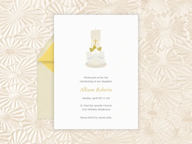 Christening Candle - baptism - Invitation