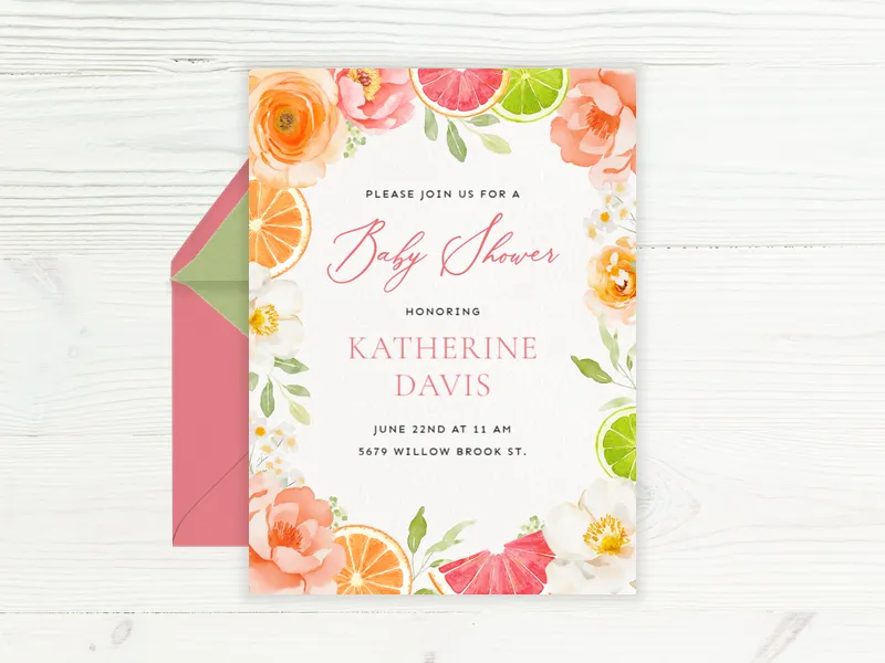 Citrus Rose Invitation premium template design